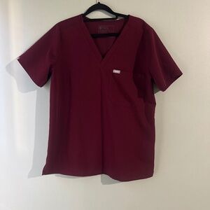 Figs women's Burgundy Catarina One-Pocket Scrub Top - L